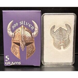 Pan Silver Company - 5 Gram .999 Fine Silver Bar - Viking Helmet